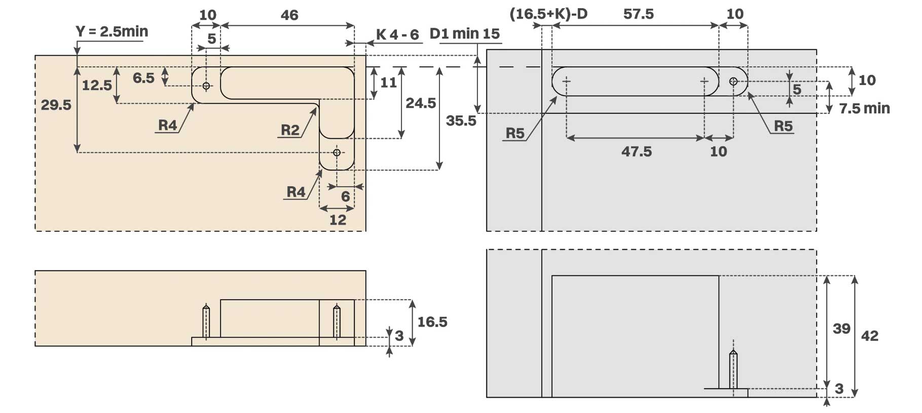 Number of hinges required to door dimension and weight